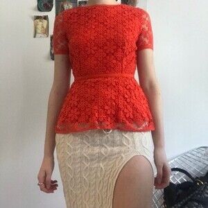 C. Wonder Women’s lace blouse exposed zipper peplum top size 00.